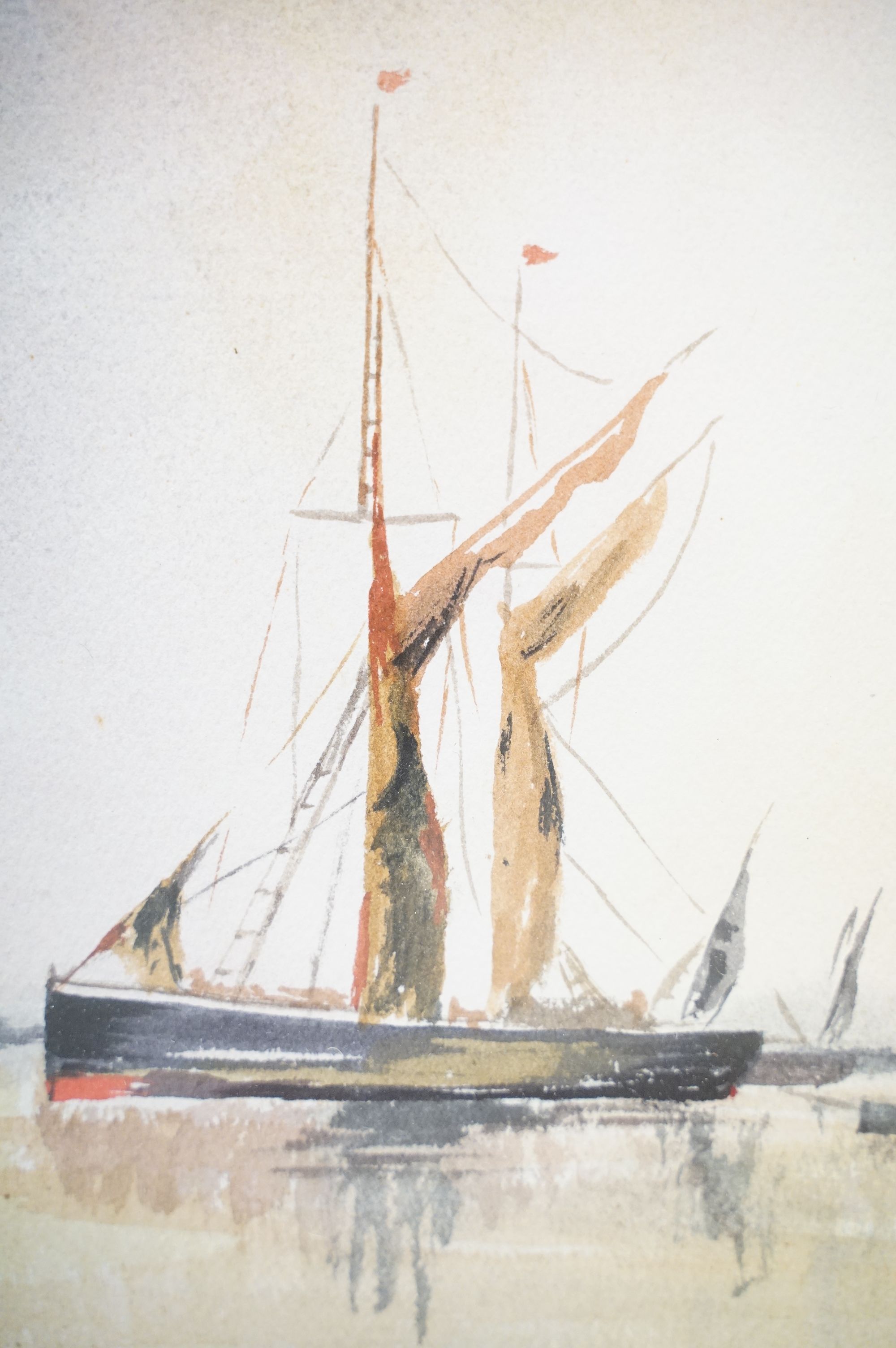 Frank Luto, moored sailing boats, watercolour, signed lower right, 23.5 x 34.5cm, and another by the - Image 4 of 14