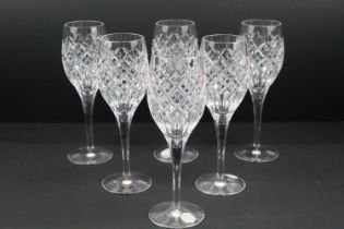 Set of Six Stuart Cut Glass Crystal Wine Glasses ( STU118 pattern), 22cm high