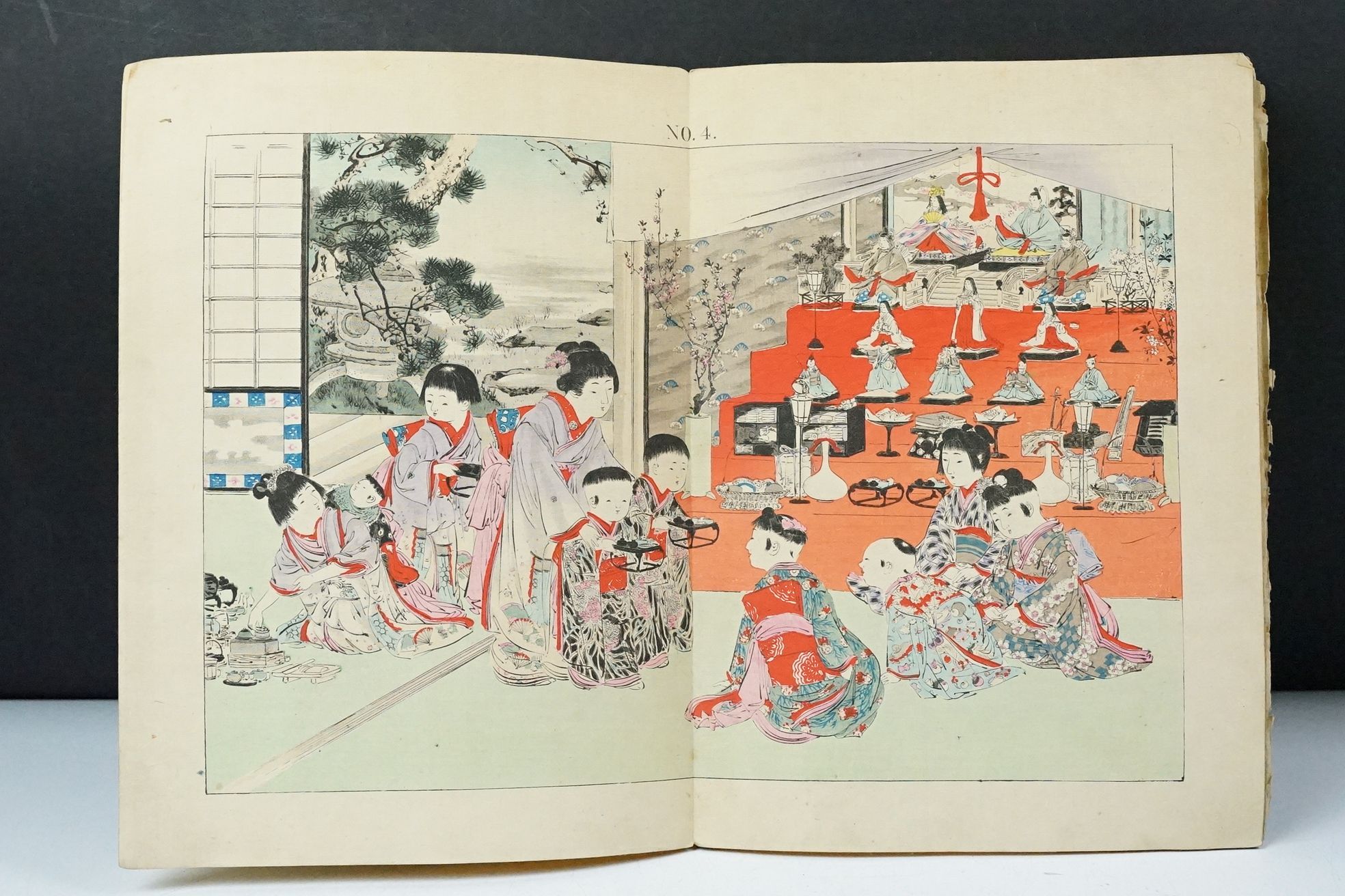 Late 19th / early 20th century 'Japanese Children' block printed Japanese book with double page - Image 4 of 12