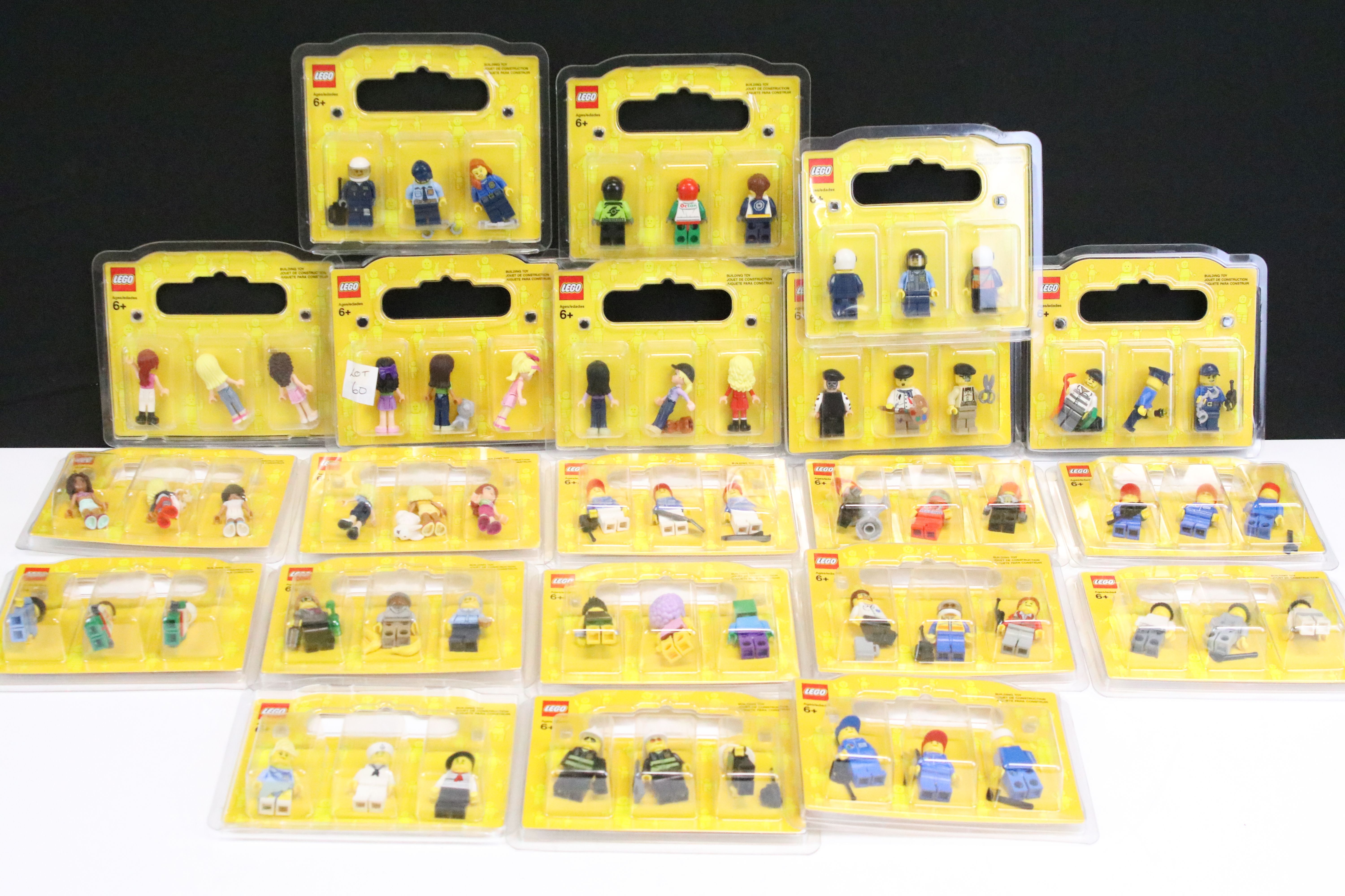 Lego - 21 sealed Lego Minifigure 3 Packs featuring Friends, Racing, Police, Firemen, Prisoners, etc