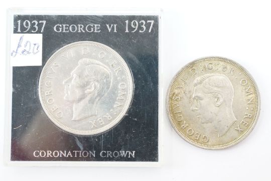 Two British King George VI 1937 silver full crown coins. - Image 2 of 3