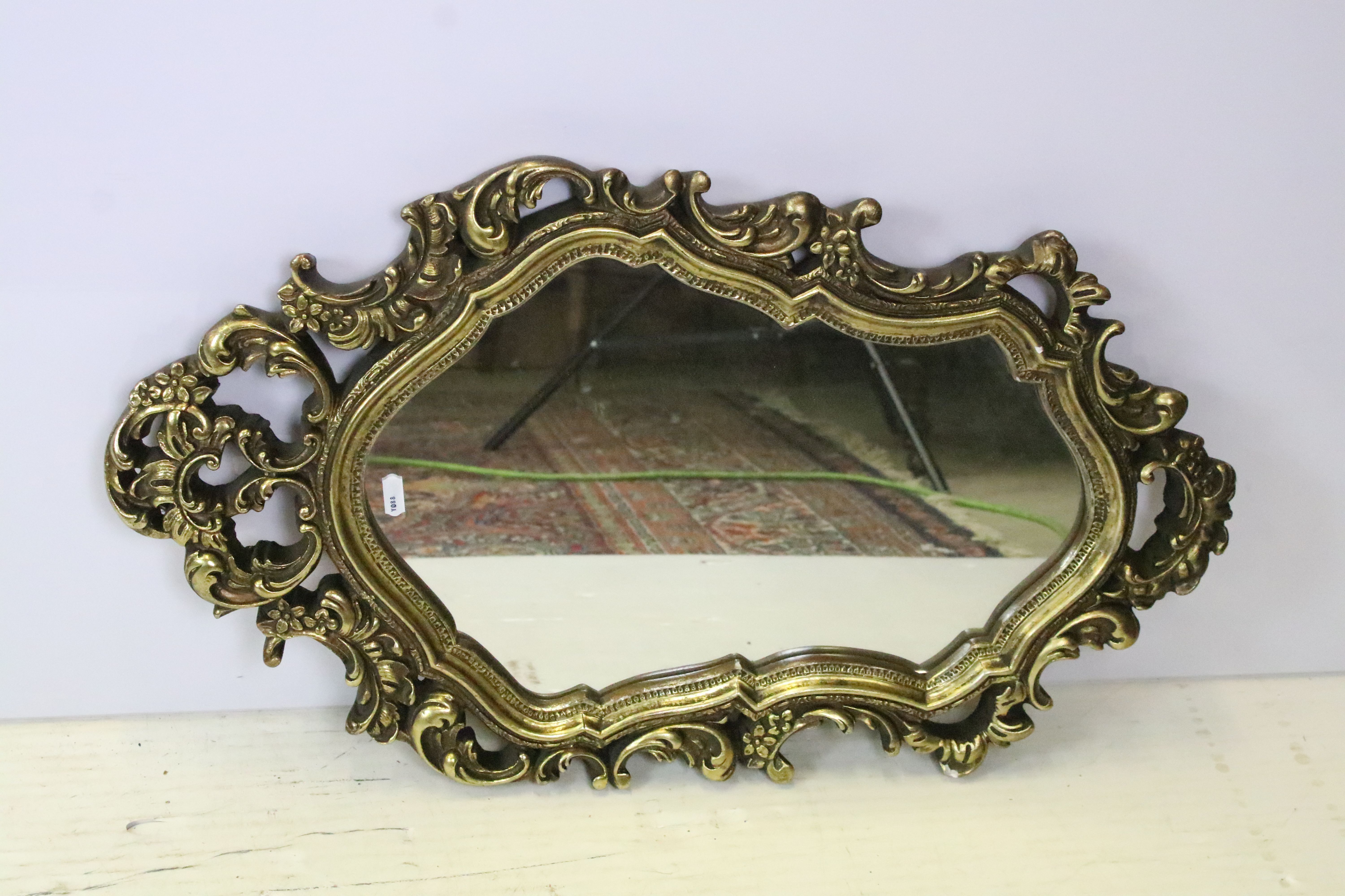 Two gilt framed oval mirrors and a circular oak mirror with bevelled glass plate - Image 6 of 7