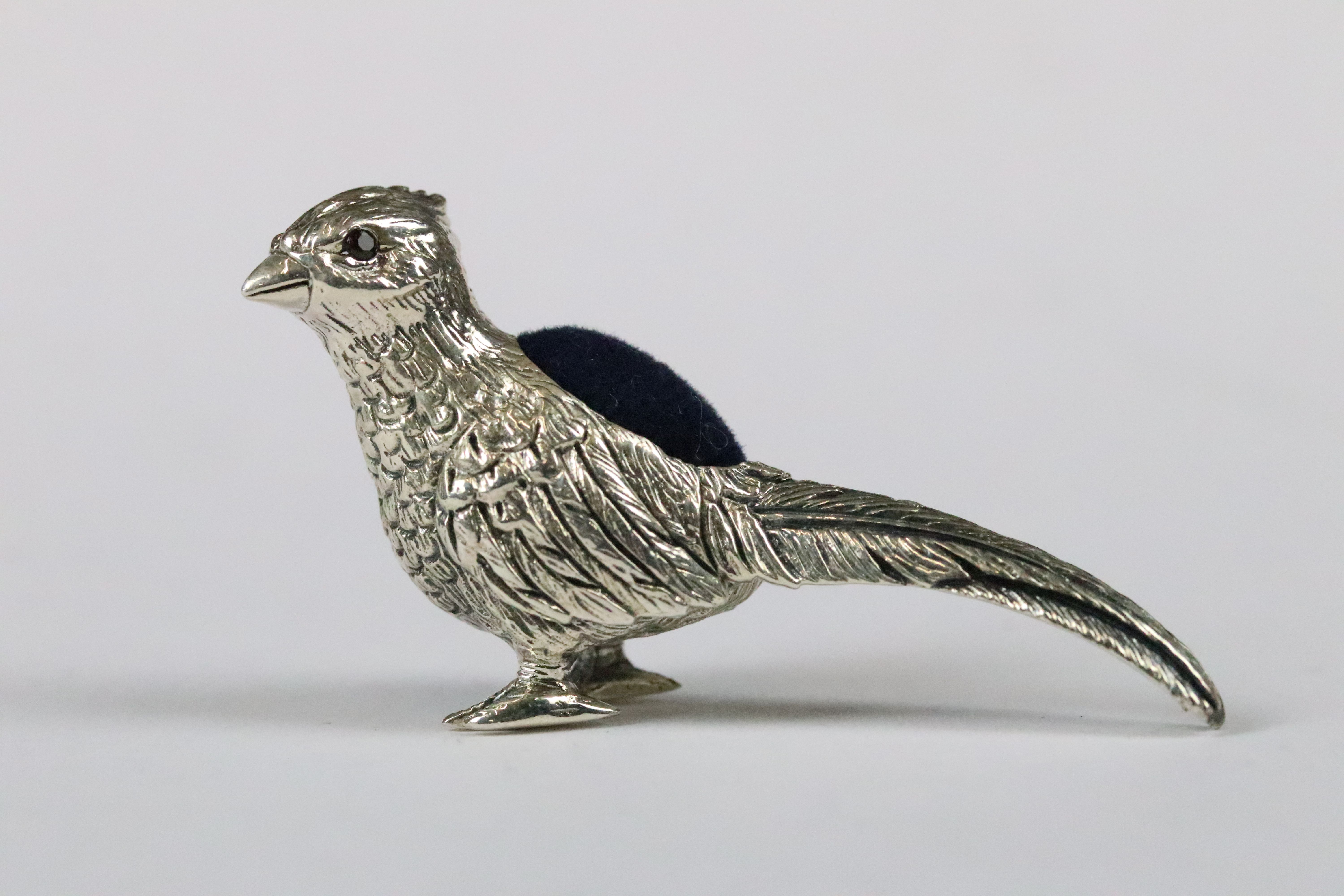 Silver pheasant pin cushion