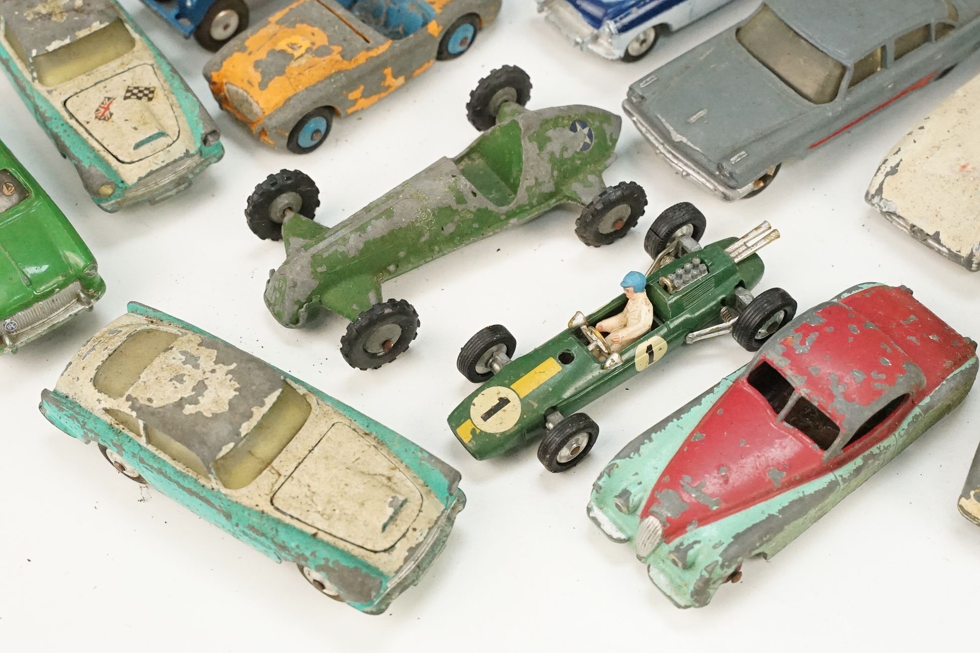 Over 40 Mid 20th C play worn diecast models to include Dinky, Corgi & Triang Spot On featuring - Image 8 of 18