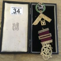 2 x silver Hallmarked Masonic medals or jewels some with enamel decoration in original carrying case