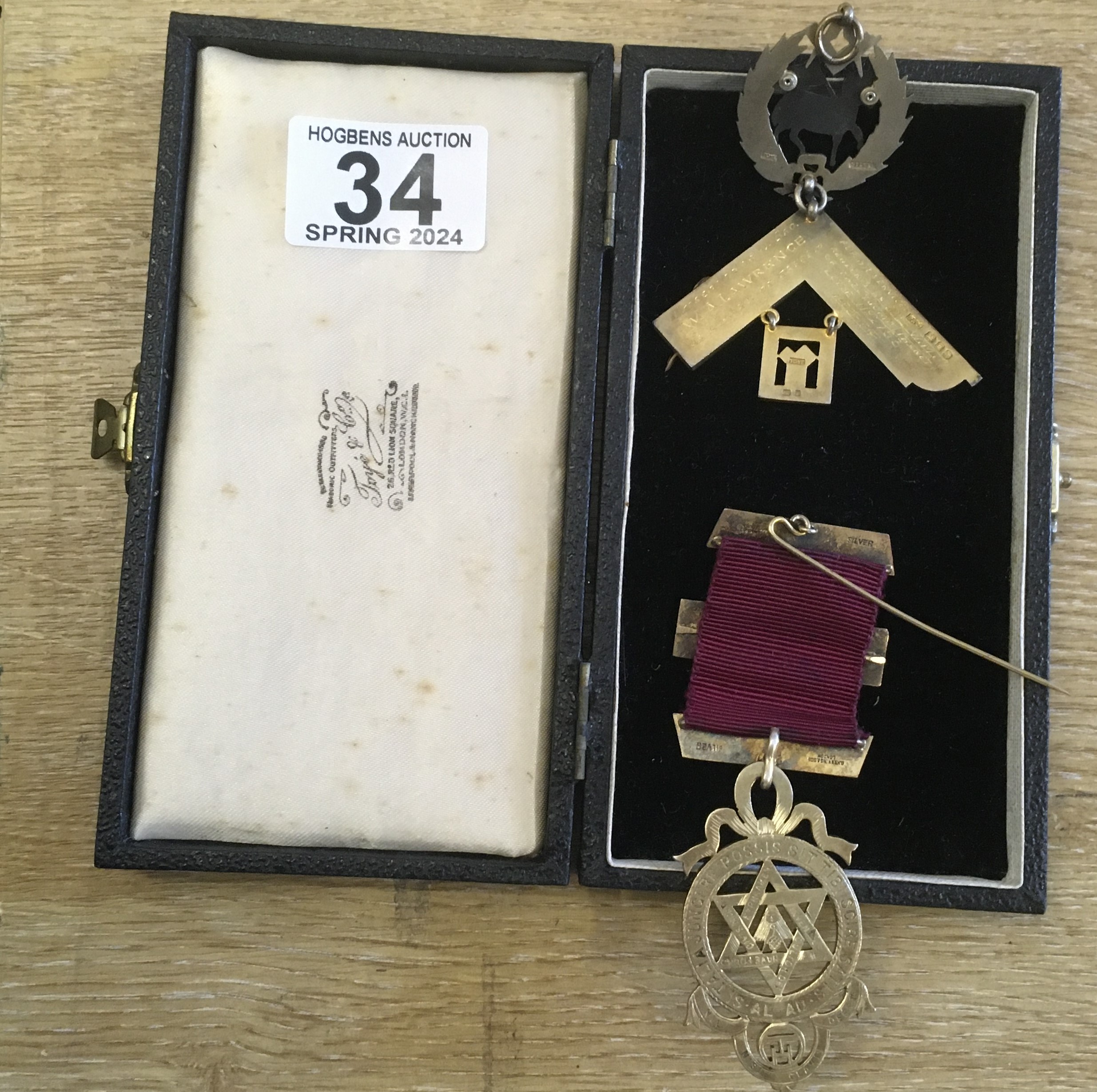 2 x silver Hallmarked Masonic medals or jewels some with enamel decoration in original carrying case - Image 2 of 2