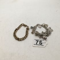 Silver charm bracelet and a silver bracelet 90 grams