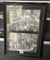 2 x framed Hogarth black and white engravings