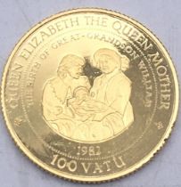 Vanuata 100 Vatu gold 1997 Queen Elizabeth the Queen Mother 14 carat gold coin