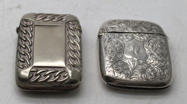 Victorian Silver Vesta with engraved decoration, 20 grams and 1 other Victorian silver plated Vesta