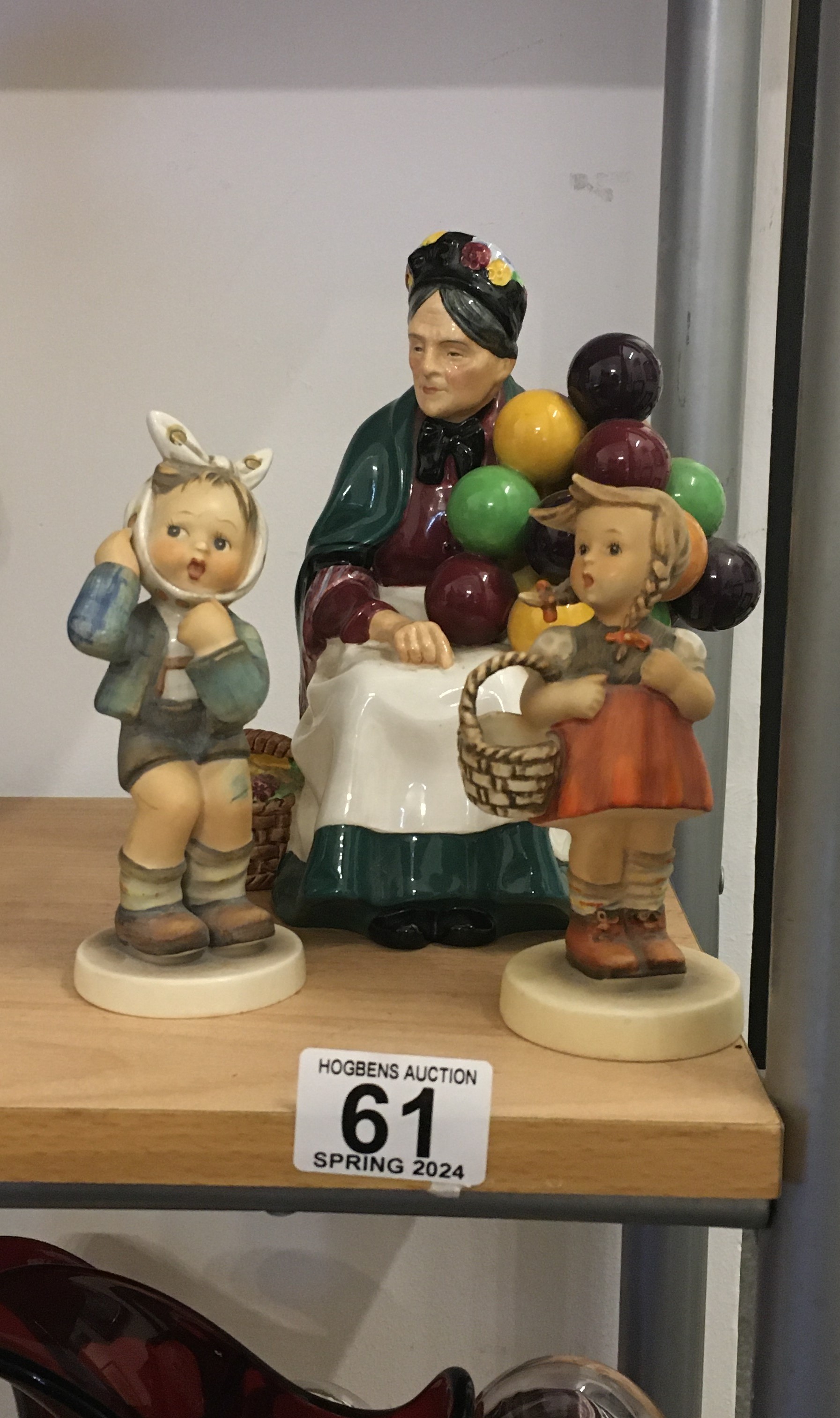 2 x Hummel figurines and 1 Doulton figurine Balloon seller