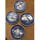 Royal Copenhagen year Christmas plates with decoration to the front,