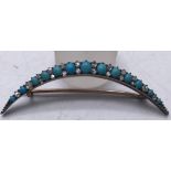 Fine Georgian period Diamond & Gold turquoise rose cut diamonds crescent shaped brooch 2.1/2 inches