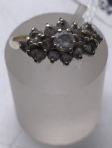 9ct gold ring size O set with clear stones 2.1 grams
