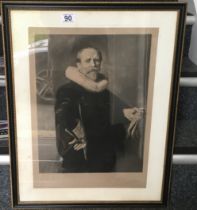 Framed & Glazed black and white engraving of Gerald Johnson? signed and dated 1926, impressed