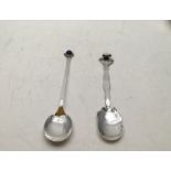 2 x silver Hallmarked ceremonial style spoons, 6inches tall