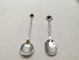 2 x silver Hallmarked ceremonial style spoons, 6inches tall