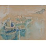 Adrian RYAN (British 1920-1998) Newlyn Harbour, Watercolour, inscribed to Sue and signed lower
