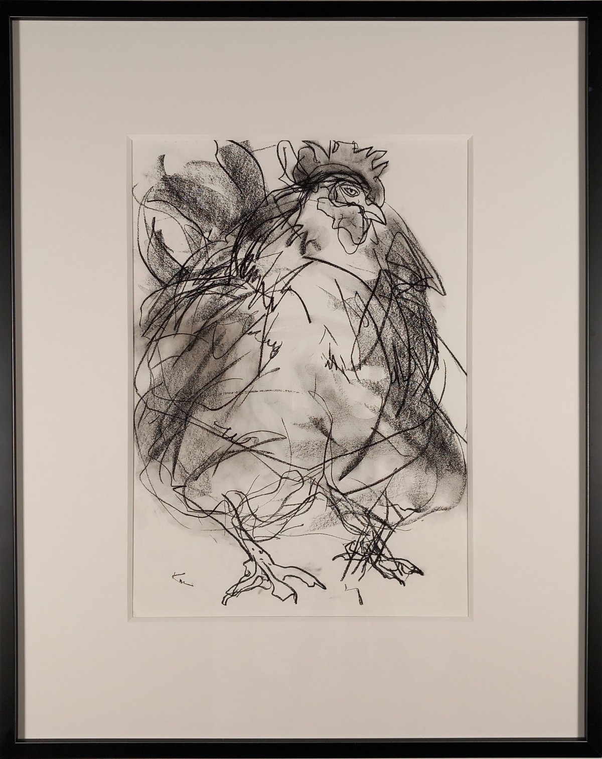 Barbara KARN (British b. 1949) Dude, Charcoal drawing, Signed lower left, titled and signed on label - Image 2 of 3