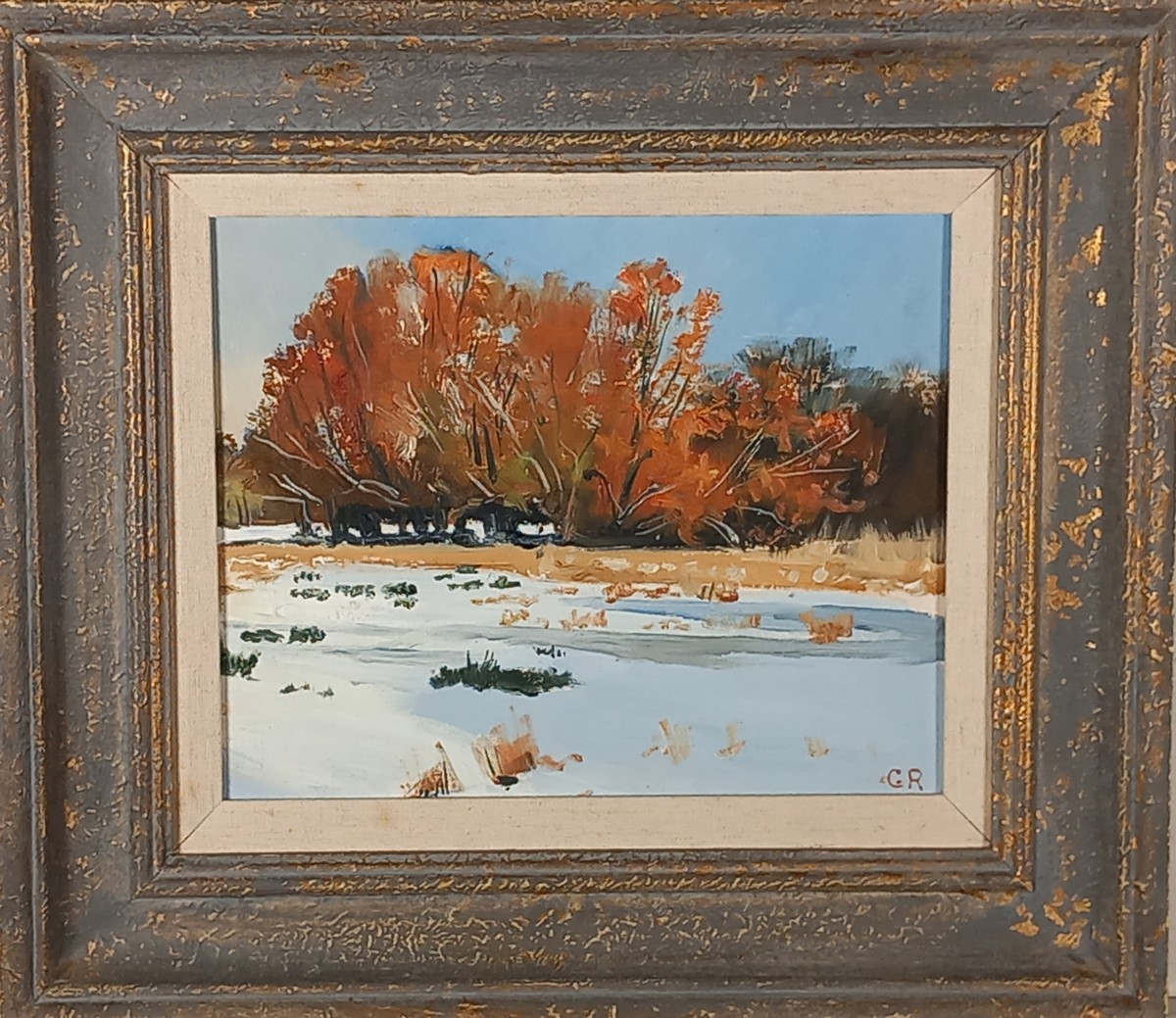 Graham RIDER (British 20th / 21st Century) Yare Valley in the Snow, Oil on board, Signed with - Image 2 of 3