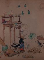 Winifred DONNE (British fl.1910-1922) Young Artist, Watercolour, Signed lower right, 23” x 17” (58cm