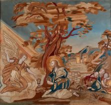 Mid 20th Century, The Agony in the Garden of Gethsemane, Embroidery, 21” x 22.5” (53cm x 57cm)