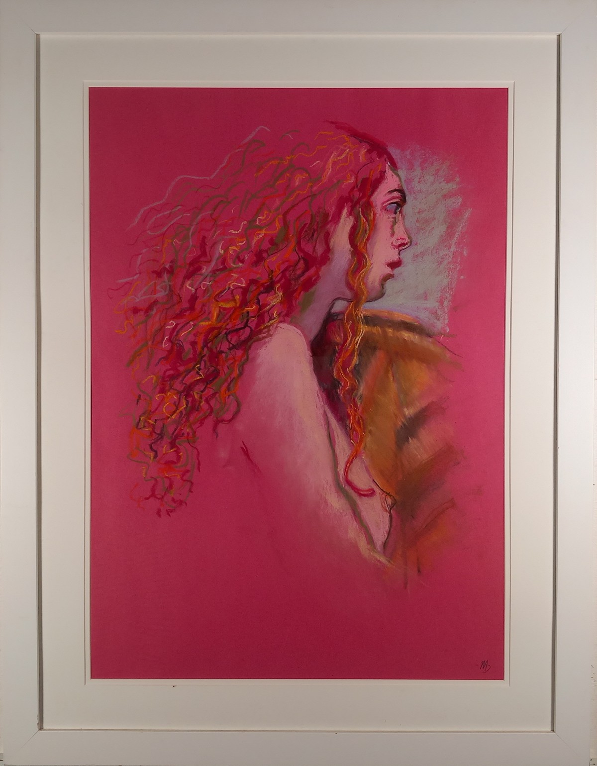 Margaret DEAN (British b. 1939) Girl with Red Hair, Pastel, Signed with initials lower right, - Image 2 of 3