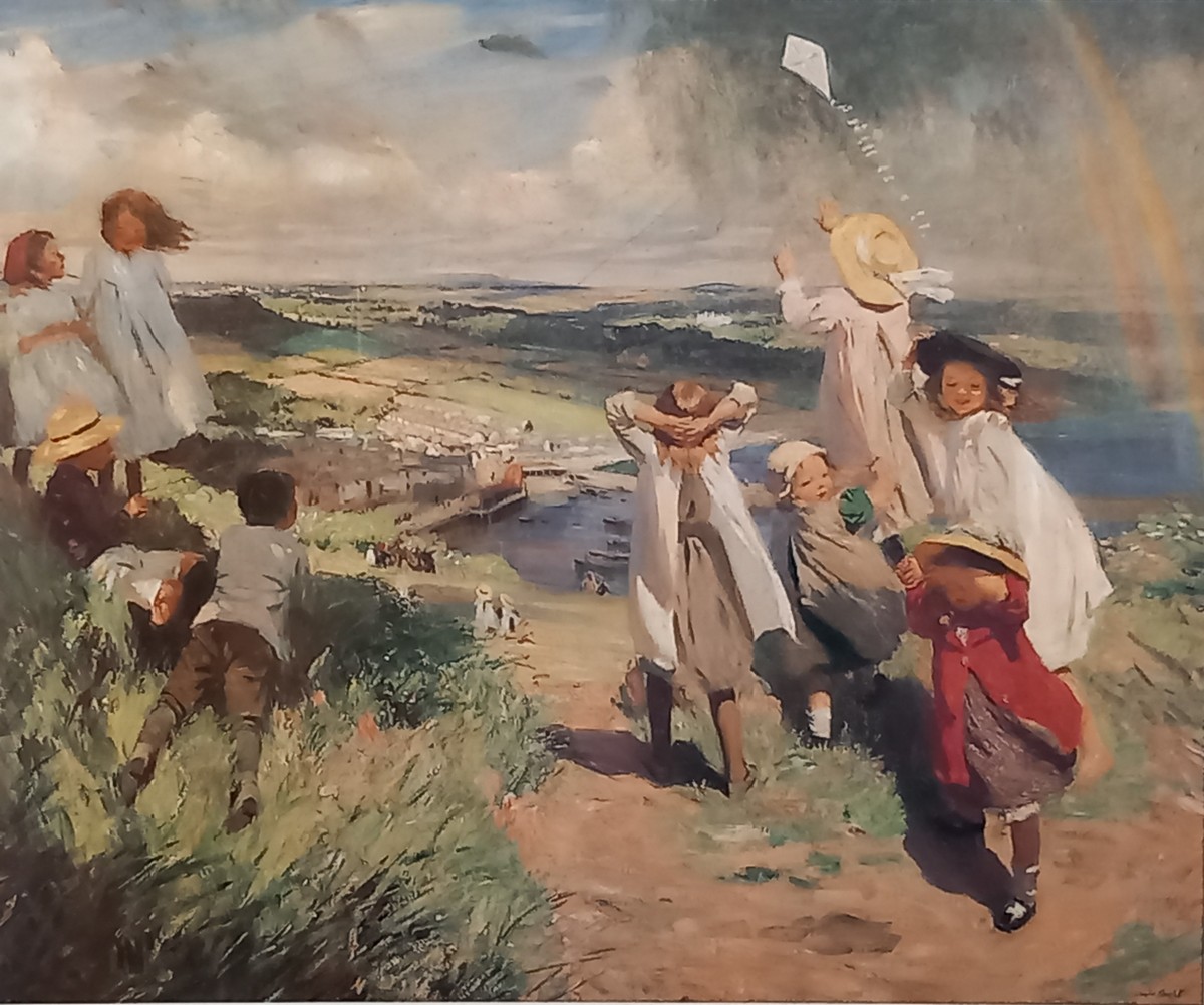 Dame Laura KNIGHT (British 1877-1970) Flying the Kite, Colour print, 13.5” x 16.5” (34cm x 41cm)