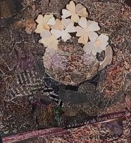 Annabelle GREGORY (British b. 1941) Devon Primroses, Collage, Signed lower right, titled and