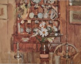 Ken HOWARD (British 1932-2022) Still Life - Vase of Flowers in a Kitchen Interior, Limited edition