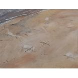 Neil MURISON RWA (British b. 1930) Birds in Flight over a sandy beach, Oil on paper, Signed lower