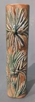 Harmony of Cornwall, Pottery  Slab Vase, textured on both sides with floral design, stamp to base,