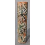 Harmony of Cornwall, Pottery  Slab Vase, textured on both sides with floral design, stamp to base,