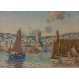 Bernard NINNES (British 1899-1971) St Ives Harbour, Oil on board, Signed lower left, titled and