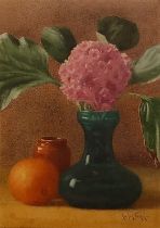 Ralph TODD (British 1856-1932) Still Life - Flowers in a Green Vase, Watercolour, Signed lower