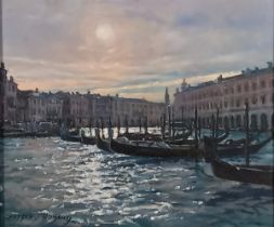 Geoffrey HUBAND RSMA (British b. 1945) The Grand Canal, Venice, Oil on canvas, Signed lower left,