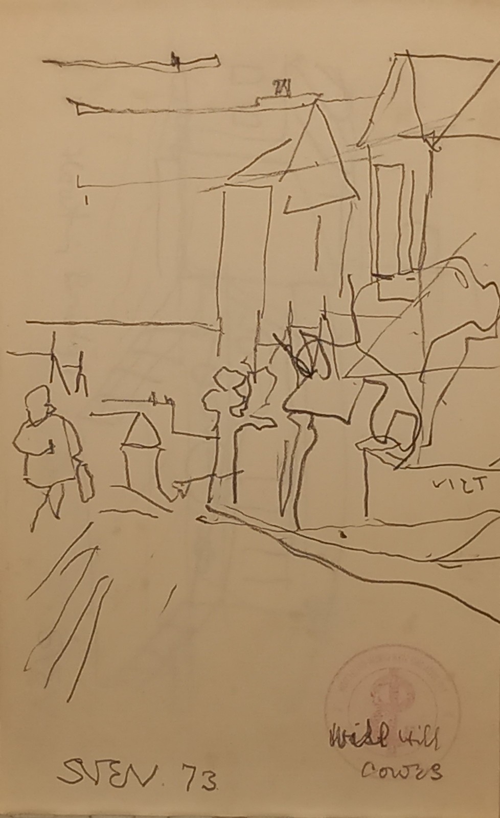 Sven BERLIN (British 1911-1999) Eight pencil drawings including Shooters Hill, Cowes, Church at - Image 5 of 8