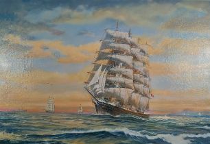 Dennis CHAPMAN (British 20th Century) Archibald Russell (Tall Ship), Oil on board, Signed lower
