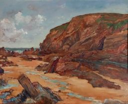 Harold Ernest Farquhar VIVIAN (British, Exhibited 1909-1933) A Study of Rocks, Oil on board,