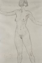 Kanwaldeep Singh KANG (aka Nicks) (British 1964-2007) Standing Female Nude, Pencil drawing,