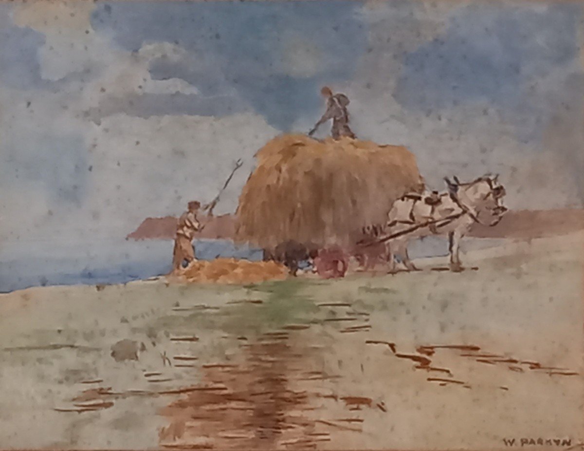 William Samuel PARKYN (British 1875-1949) Harvest Time, Watercolour, Signed lower right, 7.75” x 10”