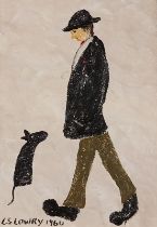 WITHDRAWN - Laurence Stephen LOWRY R.A (British 1867-1976) Man Walking a Dog, Signed L.S. Lowry