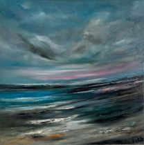 Darren Paul CLARKE (British b. 1973) Porthmeor Sunset, Oil on canvas, Signed lower right, titled,
