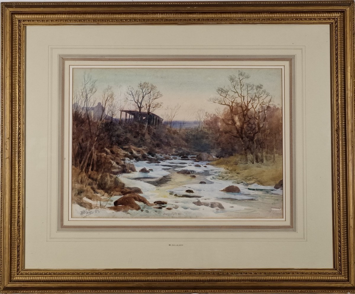 B. BLAND (British Late 19th/ Early 20th Century) Winter landscape with farm buildings in the - Image 2 of 2