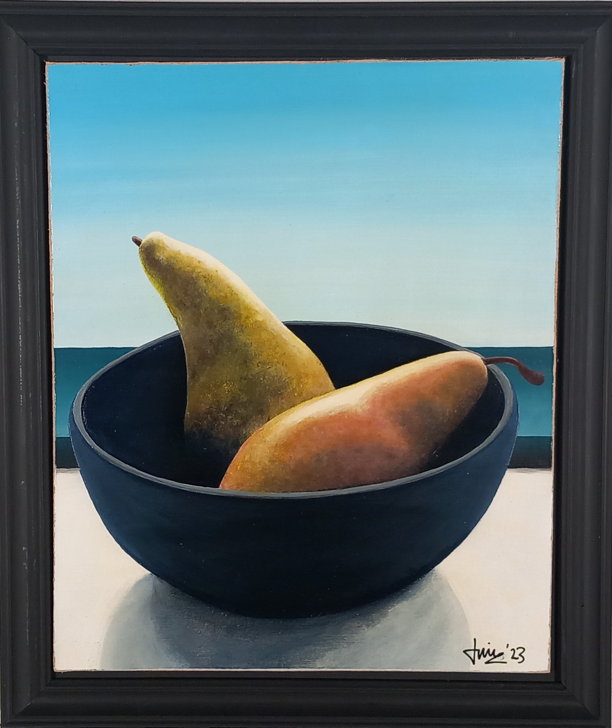 Janine WING (British b. 1979) Pears, Acrylic on board, Signed and dated ’23 lower right, titled - Image 2 of 2
