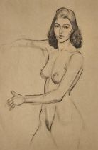 Henry Cotterill DEYKIN (British 1905-1989) Standing Female Nude, Pencil drawing, 17.75” x 11.75” (