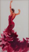 Sarah BELL (British b. 1964) Allegria, Flamenco Dancer,  Watercolour, Signed lower right, titled,