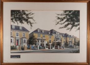 Daniel MEYER (British 20th Century) Avenue of Houses in Hammersmith, London, Watercolour, Signed and