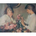 Sir George CLAUSEN (British 1852-1944), Two Girls Arranging Roses, Colour print, 15.25” x 18.25” (