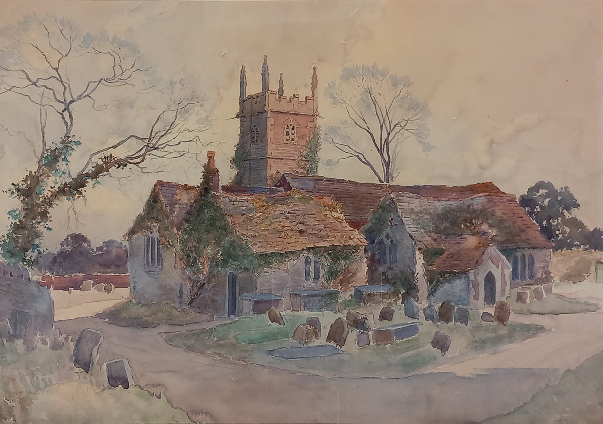 Mike GIFFORD (British 20th Century) Church and grounds, Watercolour, Signed verso, 12.5” x 18” (31cm